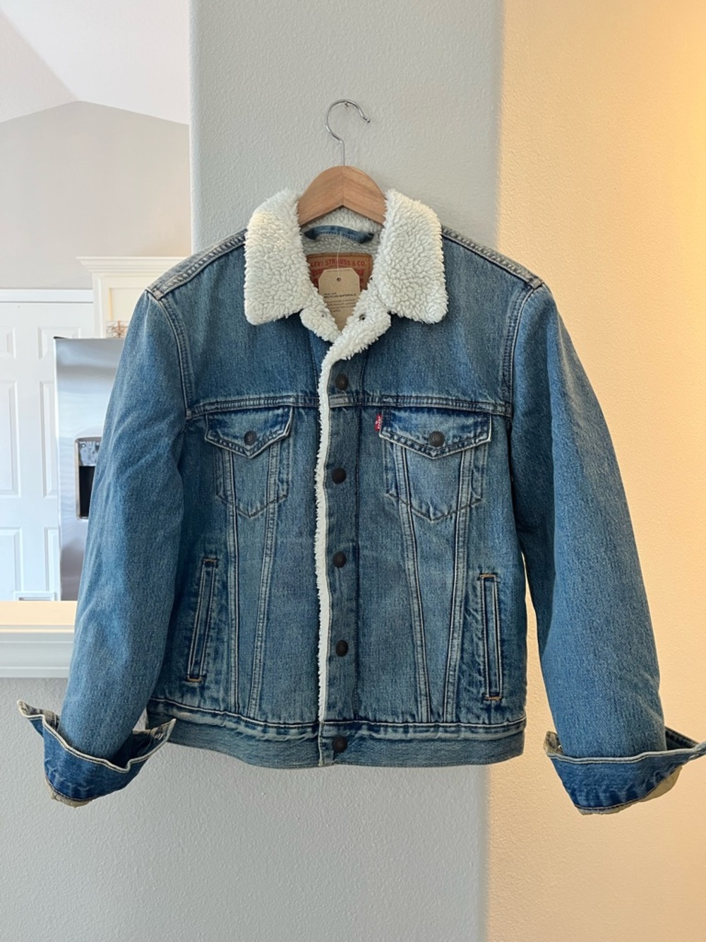 Levi's Blue Denim Sherpa Collar Jacket